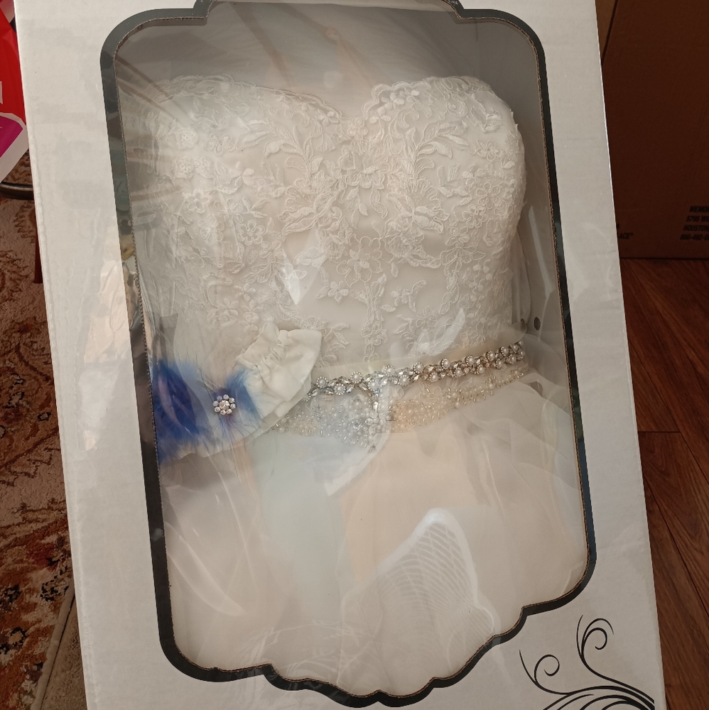 Paloma Blanca White Wedding Dress from Davids Bridal. Size 22.